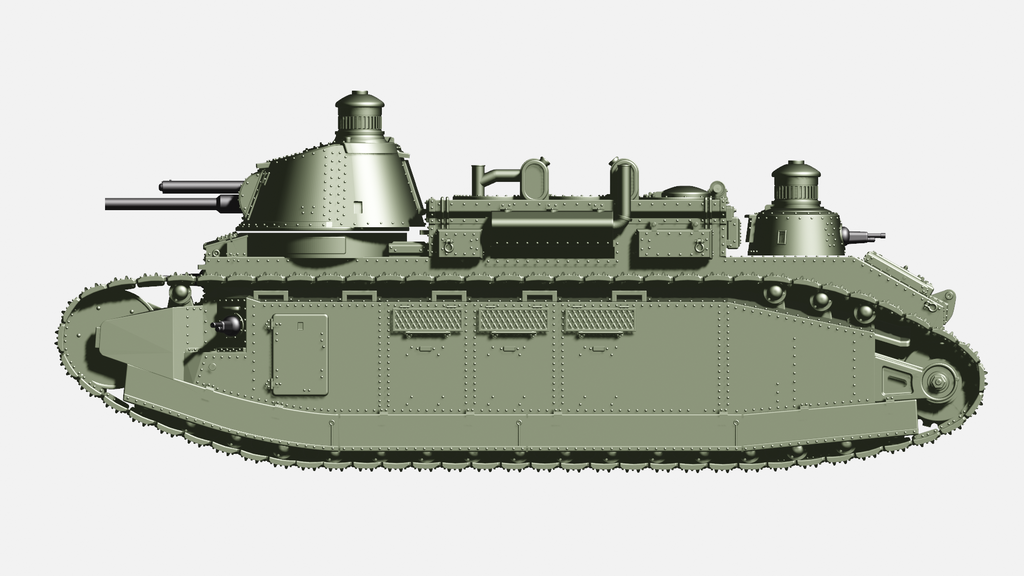 Super Heavy Tank Char 2C - French Army - wargame3d- 28mm Scale