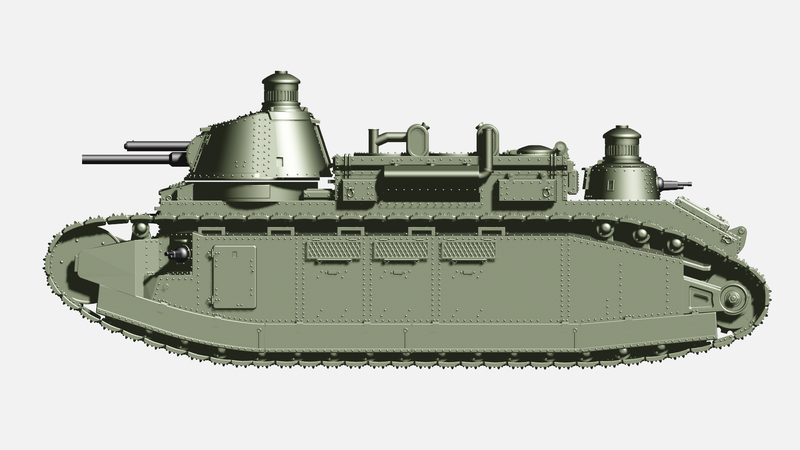 Super Heavy Tank Char 2C - French Army -  wargame3d- 28mm Scale