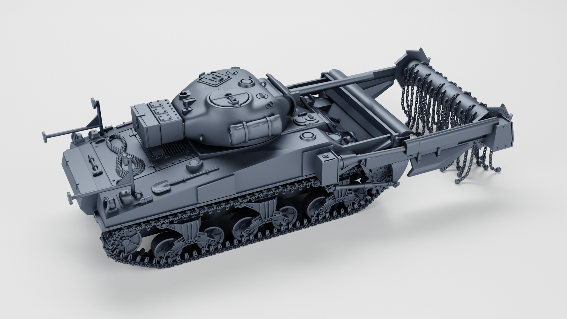 Sherman M4A4 Crab - Juno Beach - US Army - 28mm Scale - Tank - Miniature - wargame3d