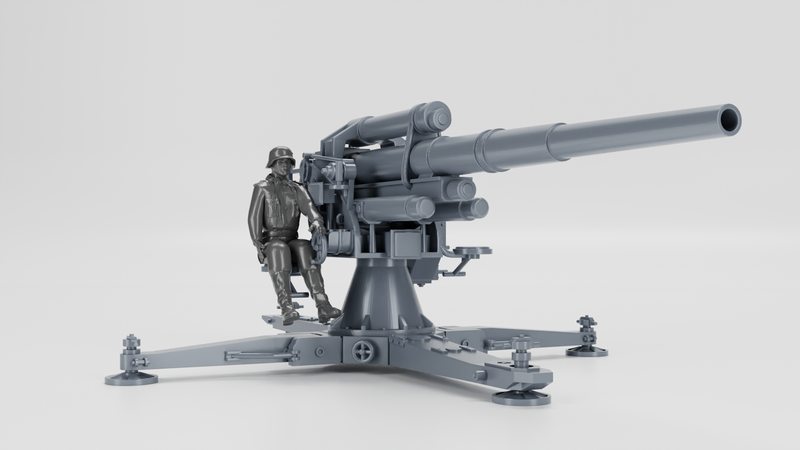 Anti-aircraft gun 88mm Flak 18 - wheeled+on cross - WWII - German Army - Bolt Action - wargame3d - 28mm Scale