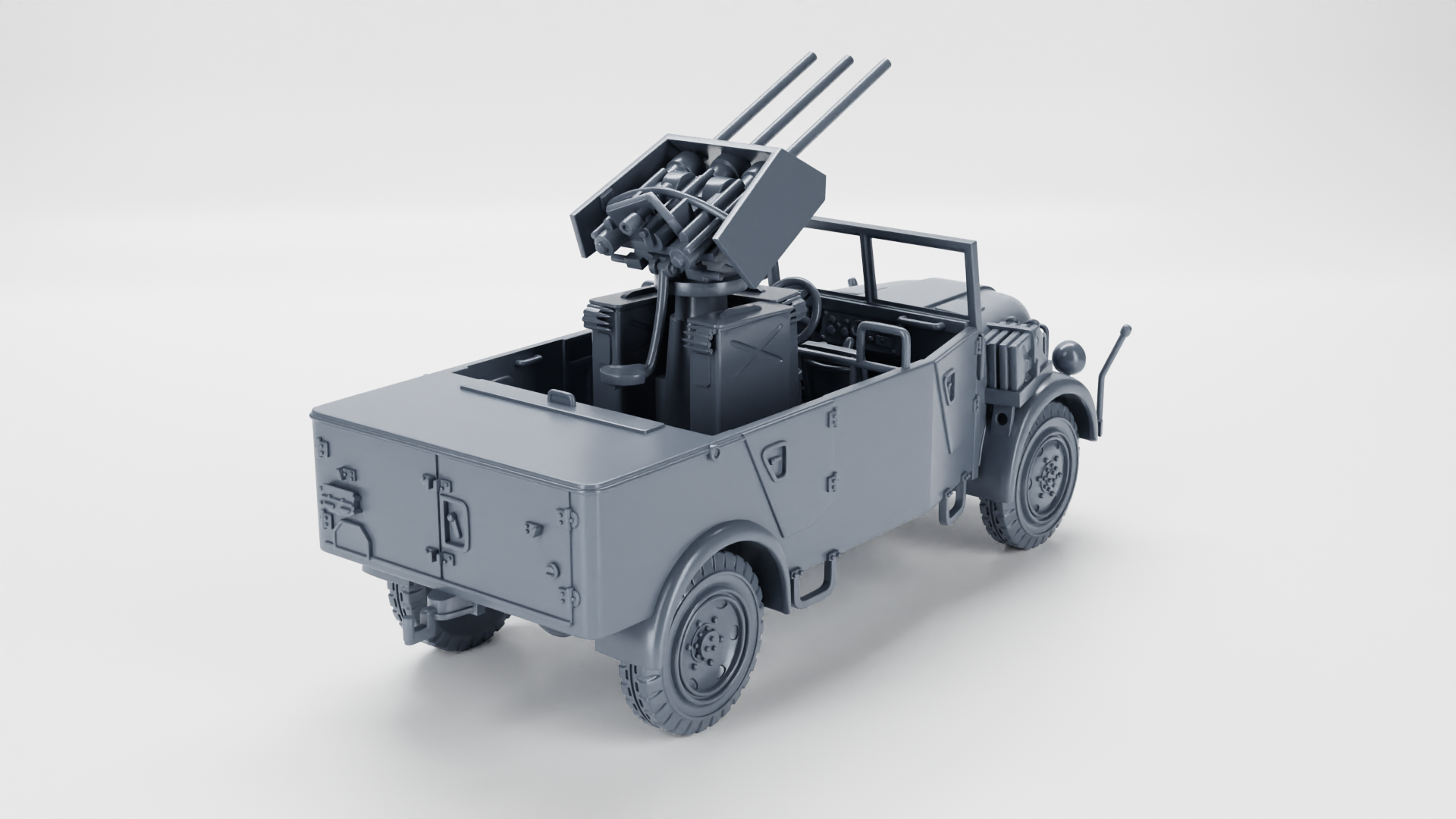 Steyr 1500 with Drilling MG151 + ammo trailer - WWII - German Army -  wargame3d - 28mm Scale