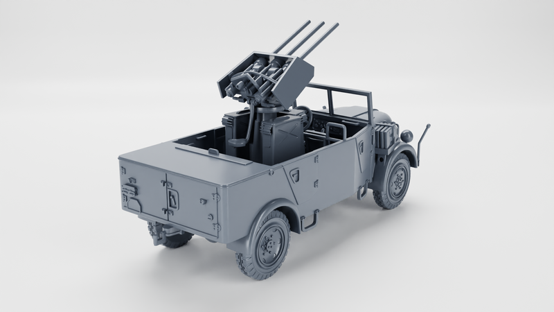 Steyr 1500 with Drilling MG151 + ammo trailer - WWII - German Army - Bolt Action - wargame3d - 28mm Scale