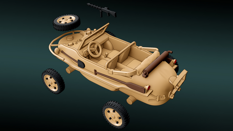 VW Schwimmwagen - German Army - Bolt Action - wargame3d- 28mm Scale