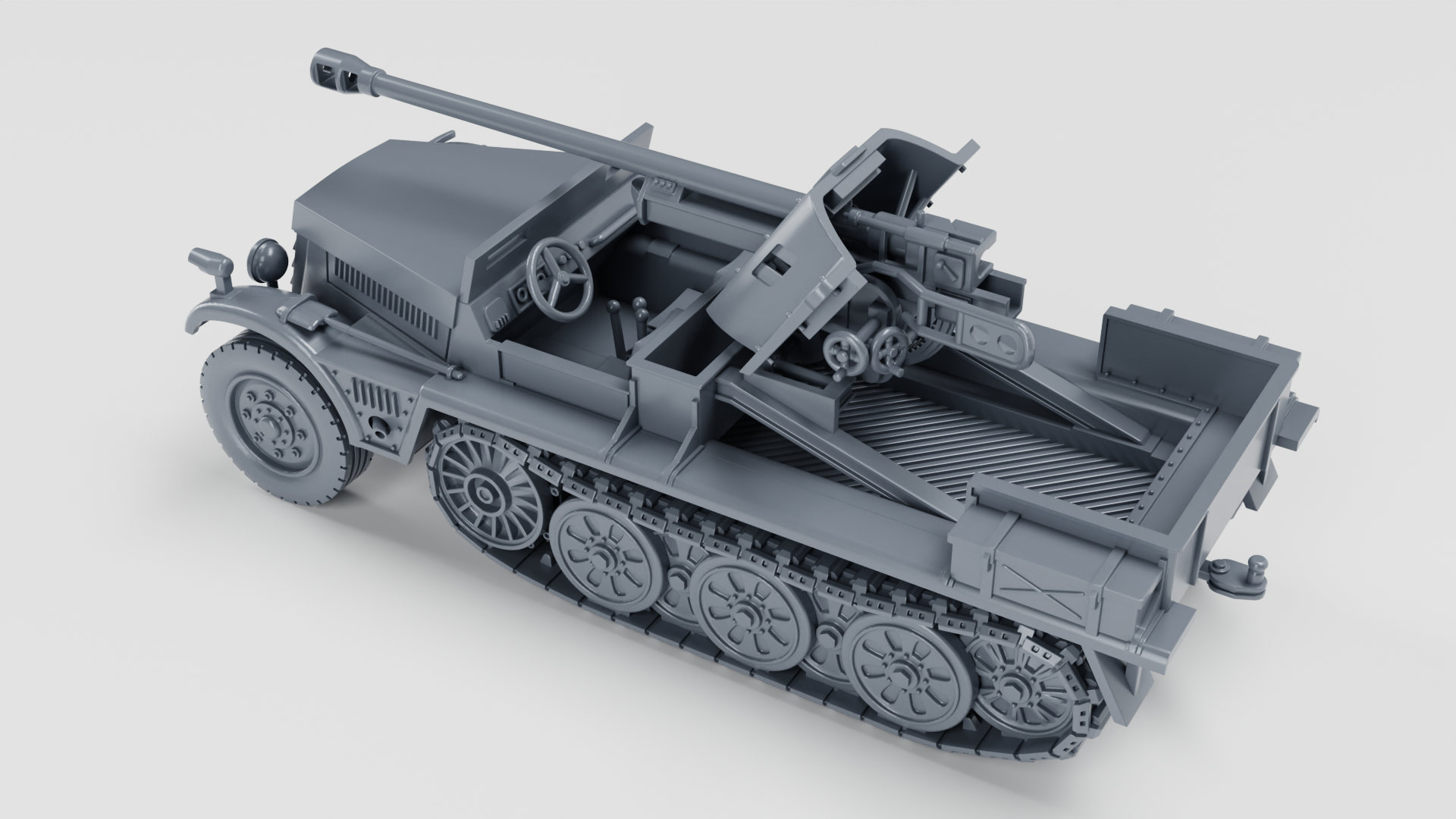 Sd.Kfz.10-5 with armor and 5cm PAK 38 - German Army - 28mm Scale -  wargame3d