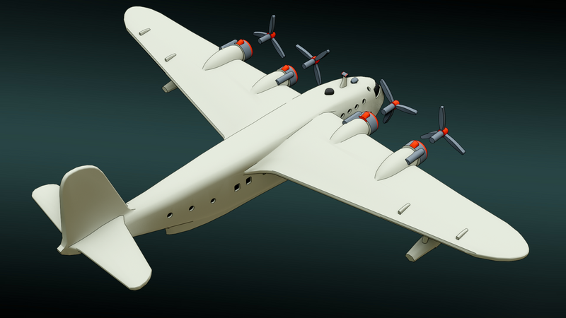 Short S.26 C-Class Empire Flying - Commercial Transcontinental Planes - 1/200 Scale - wargame3d