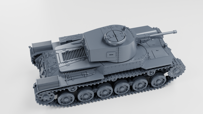 Type 97 Chi-Ha Kai + Shinhoto Chi-Ha 120mm Tanks - Japanese Army - 28mm Scale - Bolt Action - wargame3d