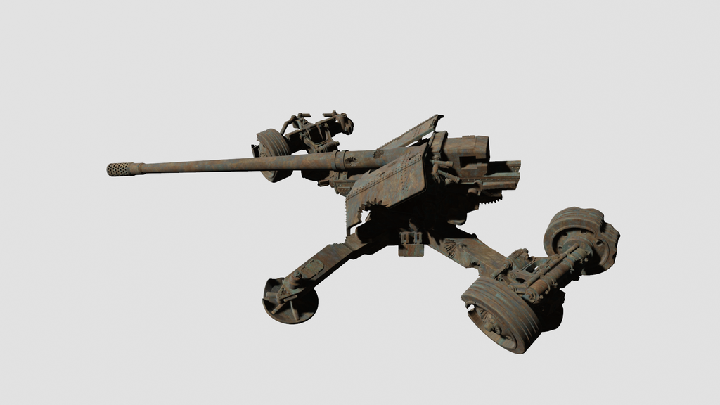 Destroyed Pak 44 128mm Anti-Tank Gun - German Army - wargame3d- 28mm S