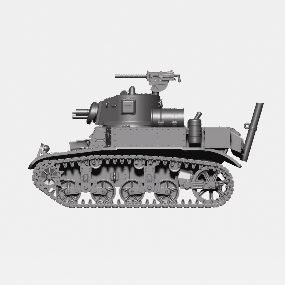 M3A1 Stuart Satan (Flamethrower) - US Army - 28mm Scale - Tank - Miniature - wargame3d