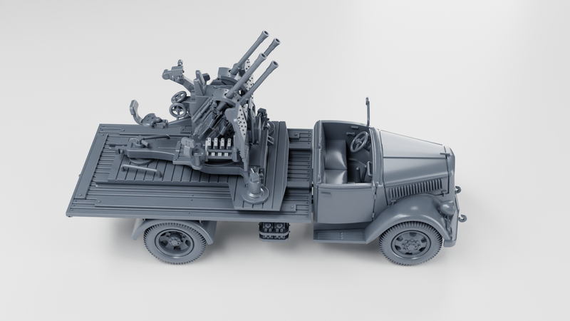 Opel Blitz with 20mm Flakvierling 38 AA Gun - Kfz.385 - Germany - Bolt Action - wargame3d - 28mm Scale