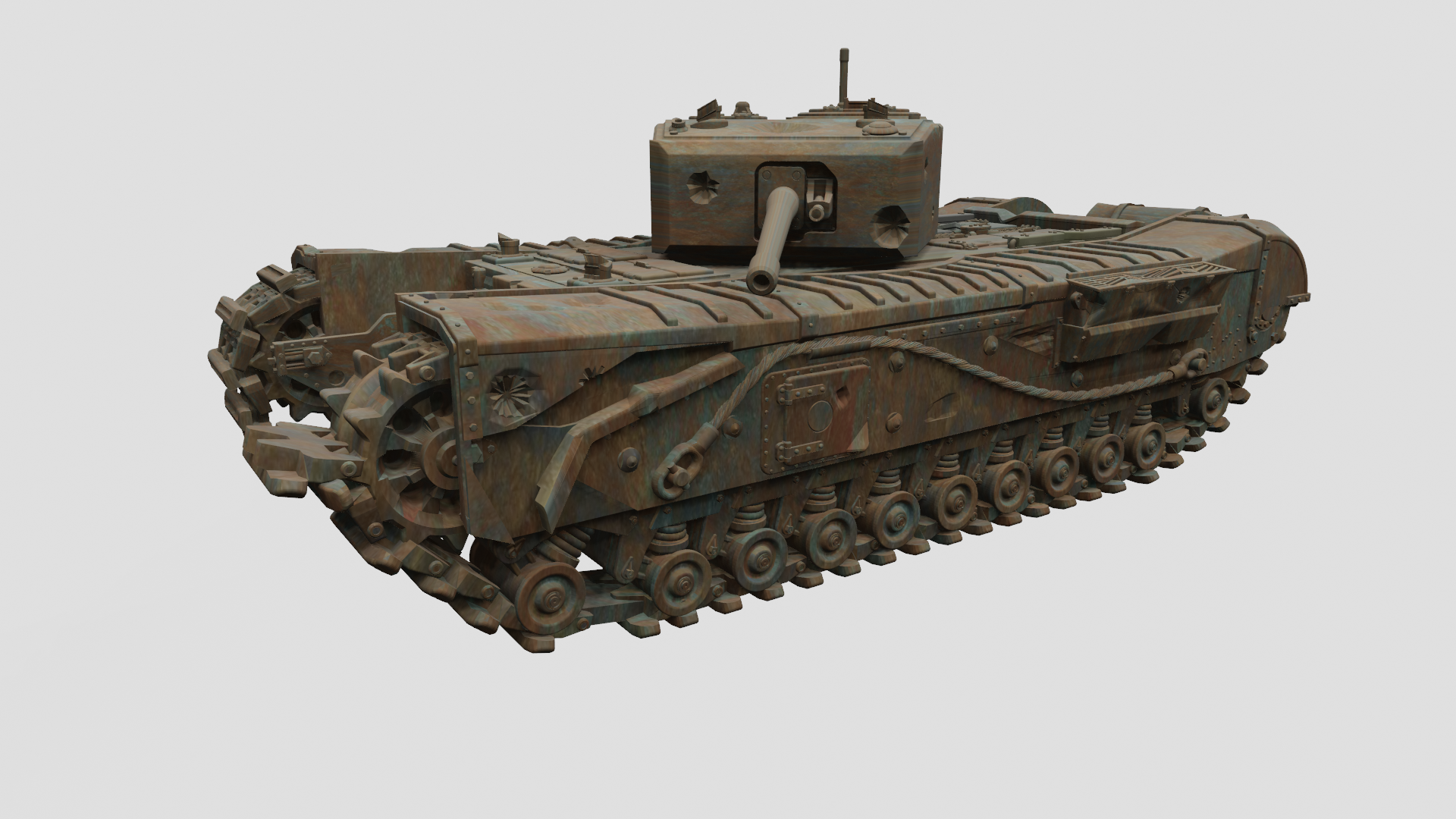 Destroyed Churchill MK III - UK Army - 28mm Scale -  wargame3d
