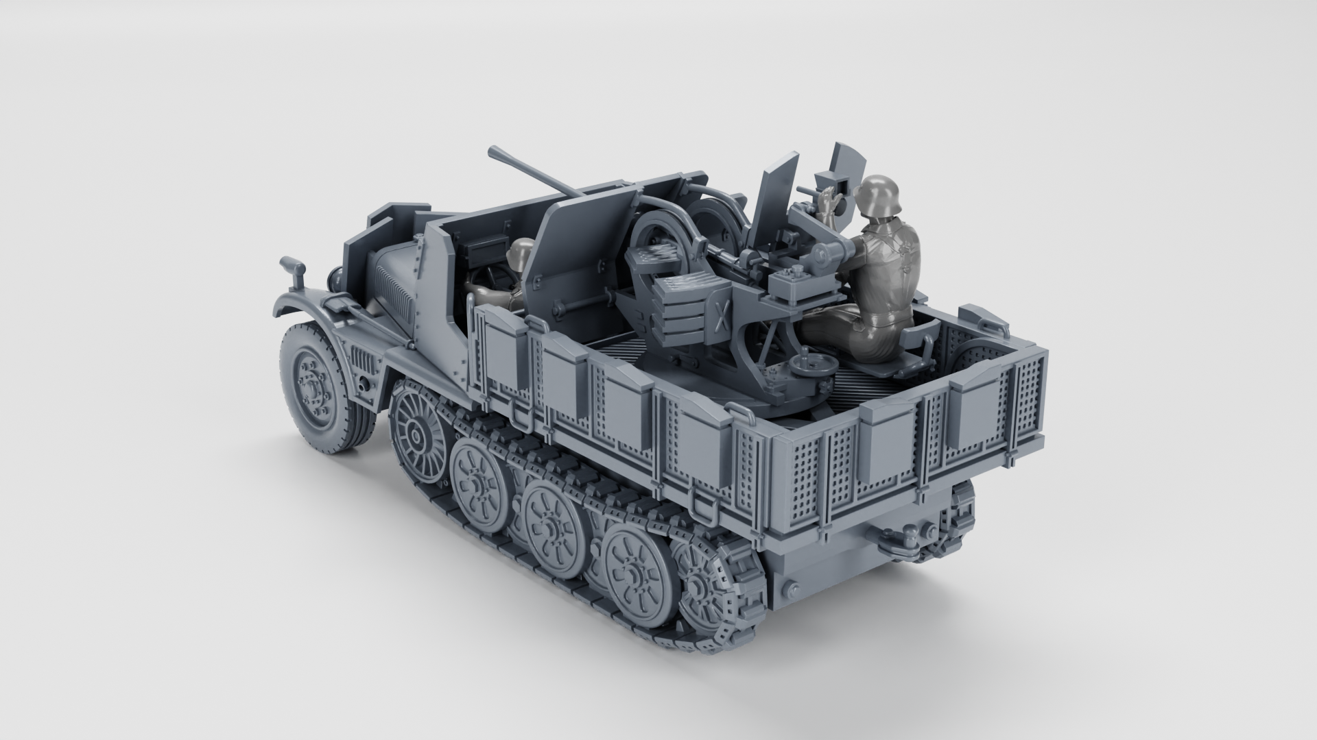 Sd.Kfz.10-5 with armor and 2 cm Flak 38 - German Army - 28mm Scale -  wargame3d