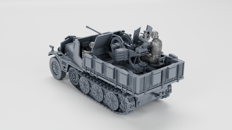 Sd.Kfz.10-5 with armor and 2 cm Flak 38 - German Army - 28mm Scale - Bolt Action - wargame3d