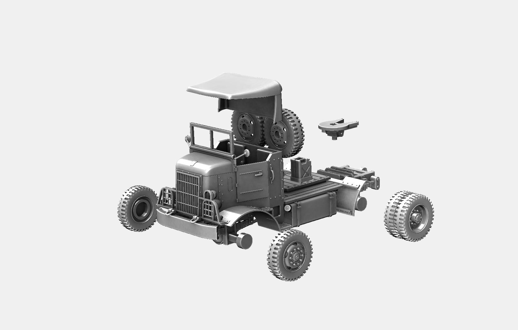 Autocar U-7144-T tractor + Fuel trailer (4x4)(US) - HEAVY TRANSPORTERS+TRAILERS of WW2 - US Army - 28mm Scale - Tank - Miniature - wargame3d