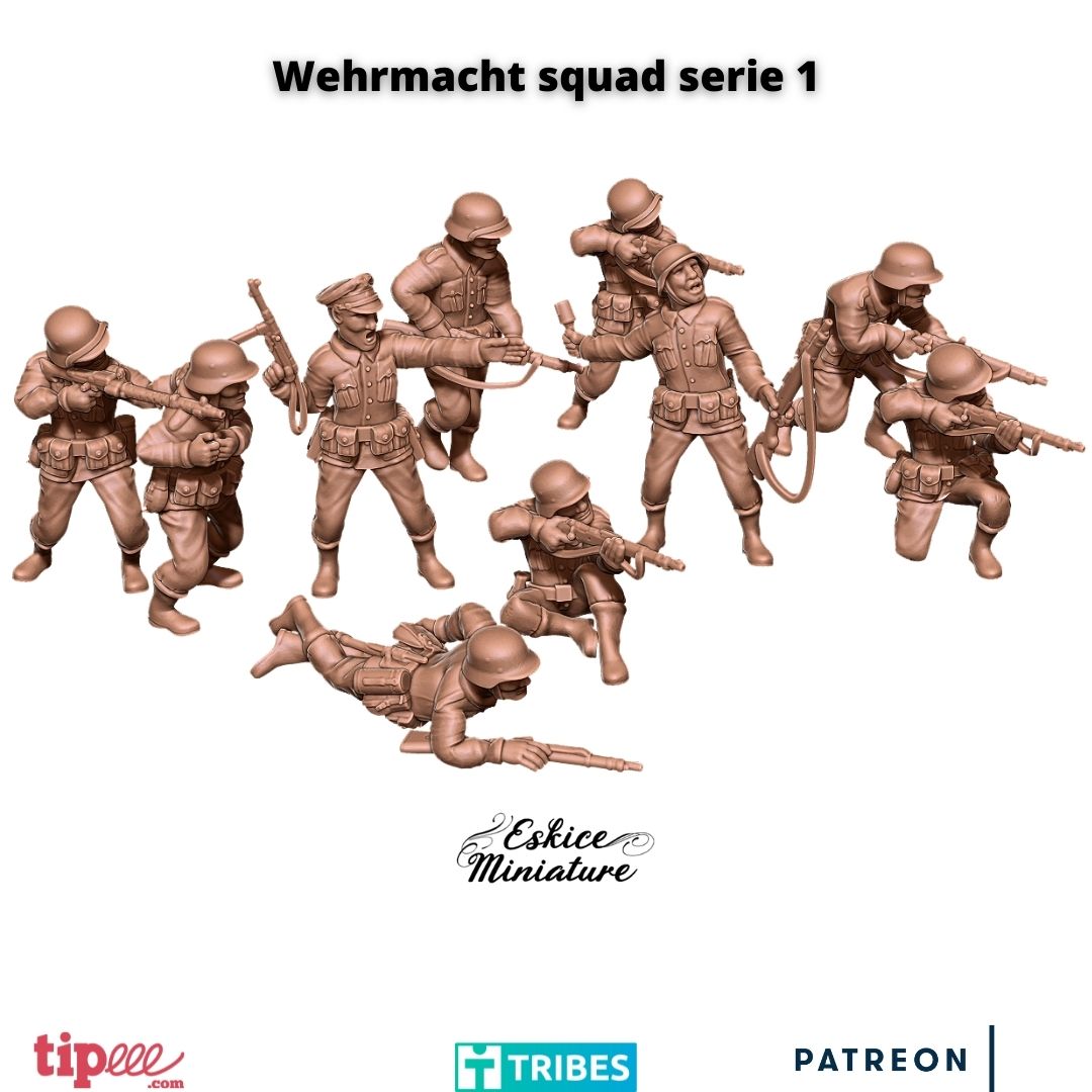 Wehrmacht Squad Series 1 - German Army - 28mm -  Eskice Miniature