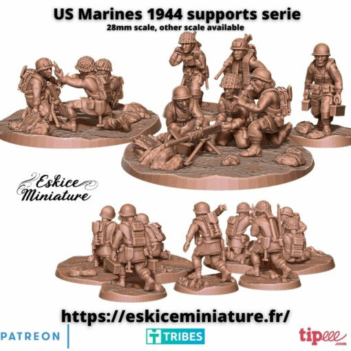 US Marines 1944 Series Supports - United States Army - 28mm - Eskice Miniature