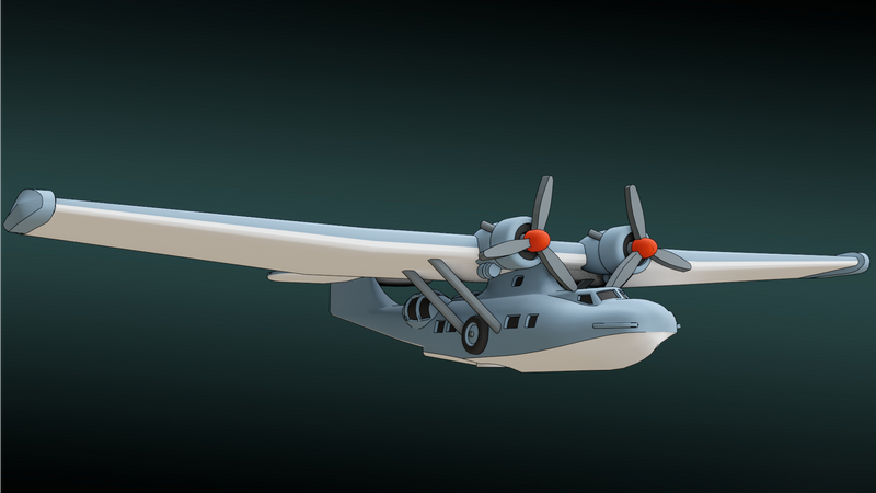 Consolidated PBY Catalina - Commercial Transcontinental Planes - 1/200 Scale - wargame3d