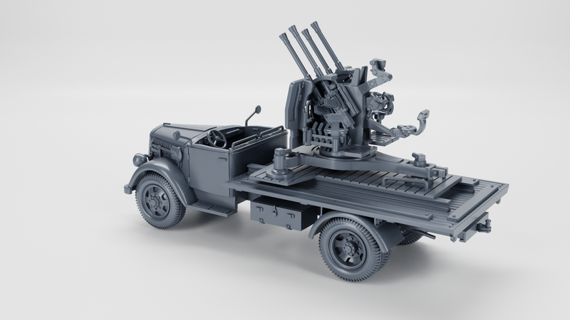 Opel Blitz with 20mm Flakvierling 38 AA Gun - Kfz.385 - Germany - Bolt Action - wargame3d - 28mm Scale