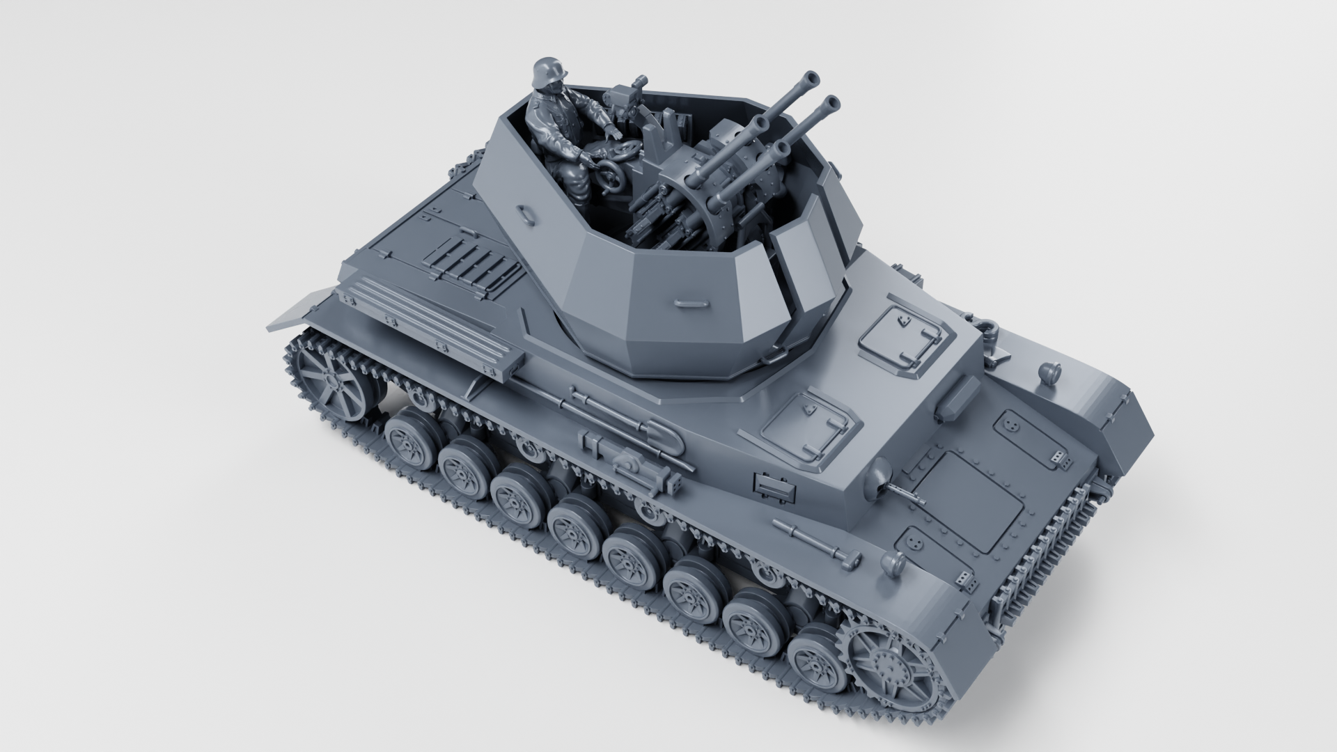 Flakpanzer IV Wirbelwind + Gunner - WWII - German Army -  wargame3d- 28mm Scale