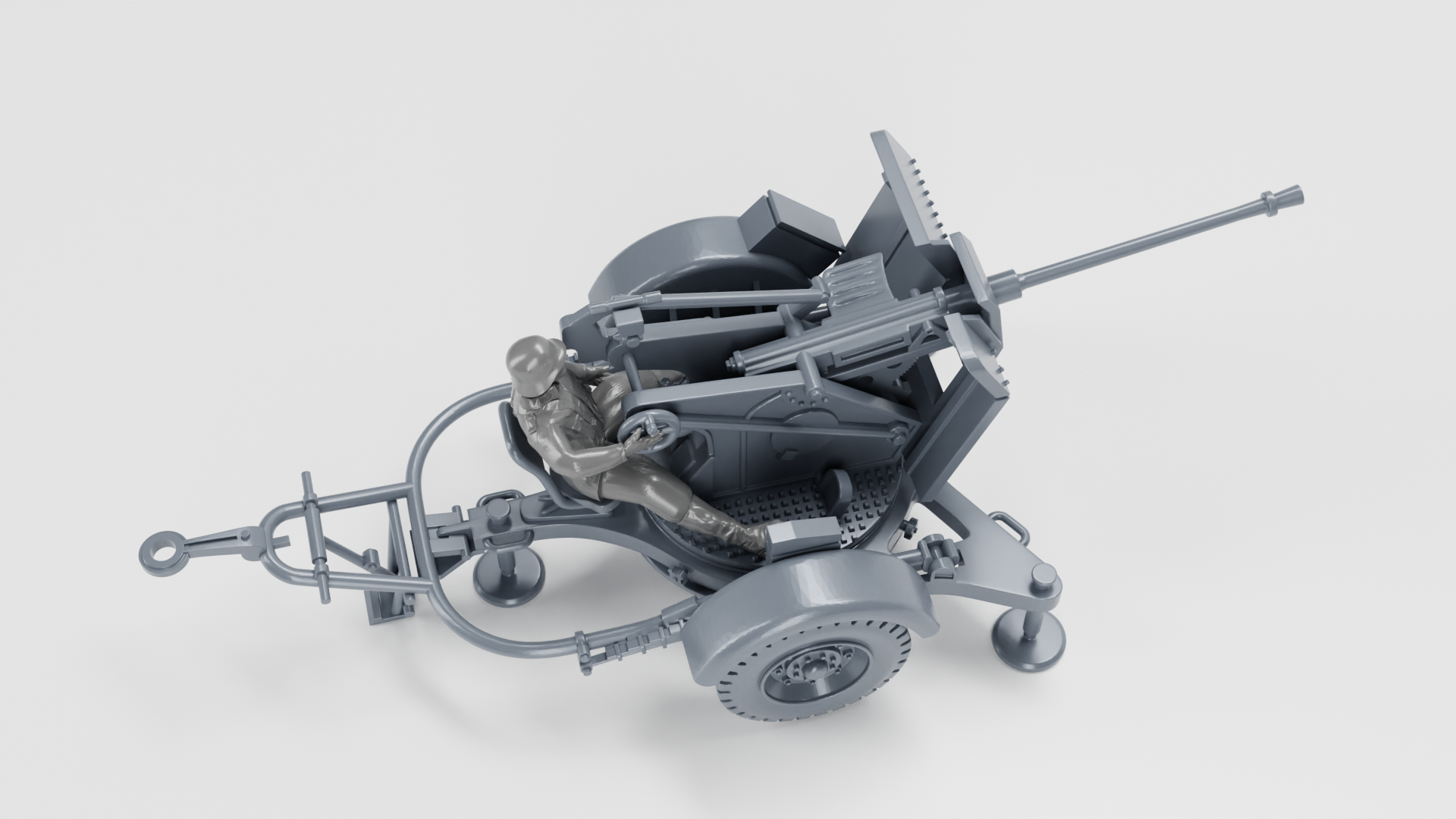 AA gun 20mm Flak 30+Gunner - WWII - German Army -  wargame3d- 28mm Scale