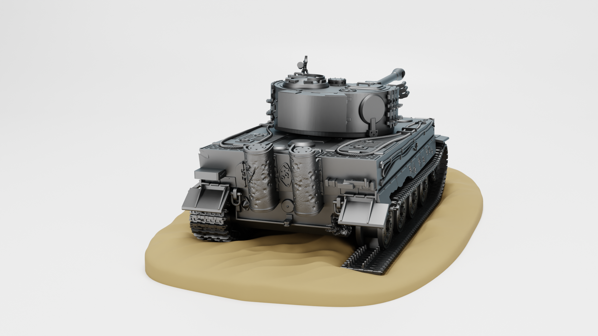 Tiger I Ausf.E (Sd.Kfz.181) Destroyed - Juno Beach - WWII - German Army -  wargame3d - 28mm Scale