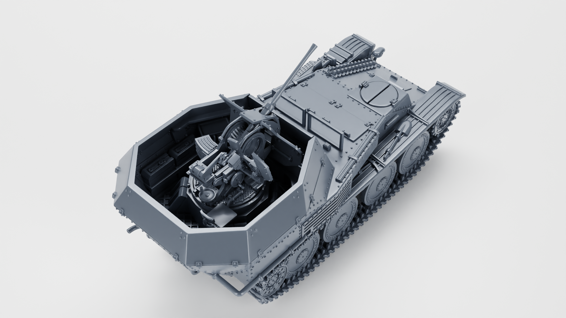 Flakpanzer 38(t) + Gunner - WWII - German Army -  wargame3d- 28mm Scale