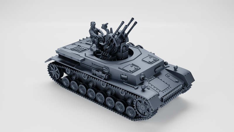 Wilhelm Krause Field Mod. Flakpanzer IV+Gunner - WWII - German Army -  wargame3d- 28mm Scale
