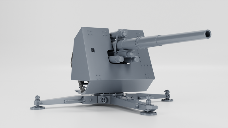 Anti-aircraft gun 88mm Flak 18 - wheeled+on cross - WWII - German Army - Bolt Action - wargame3d - 28mm Scale