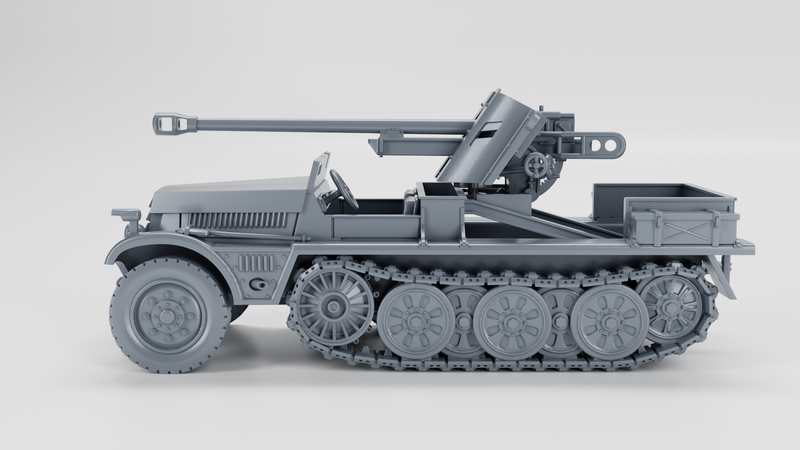 Sd.Kfz.10-5 with armor and 5cm PAK 38 - German Army - 28mm Scale - Bolt Action - wargame3d