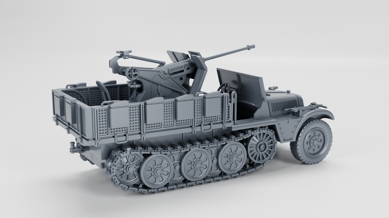 Sd.Kfz.10-4 - 2cm Flak 30 - German Army - 28mm Scale - Bolt Action - wargame3d