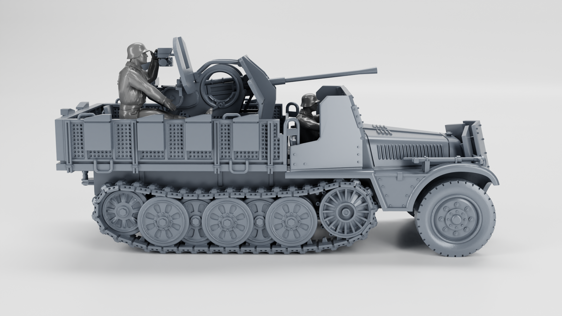 Sd.Kfz.10-5 with armor and 2 cm Flak 38 - German Army - 28mm Scale -  wargame3d