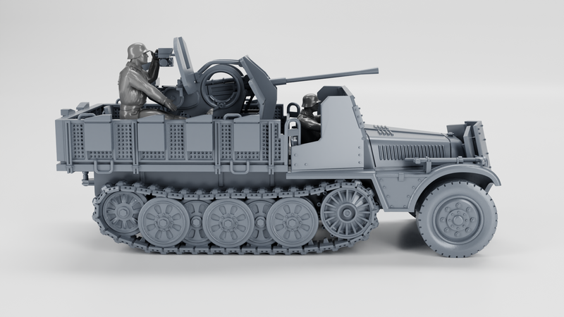 Sd.Kfz.10-5 with armor and 2 cm Flak 38 - German Army - 28mm Scale - Bolt Action - wargame3d