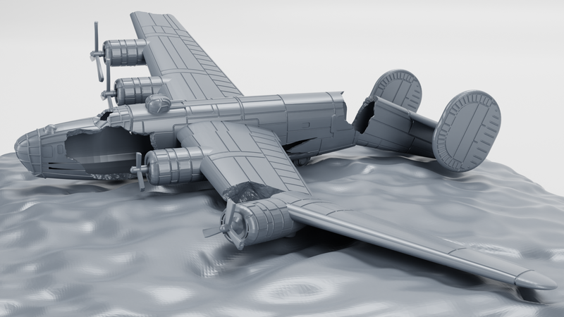 Crashed Consolidated B-24D Liberator - 1 Markers - 40mm Markers - Bolt Action - wargame3d