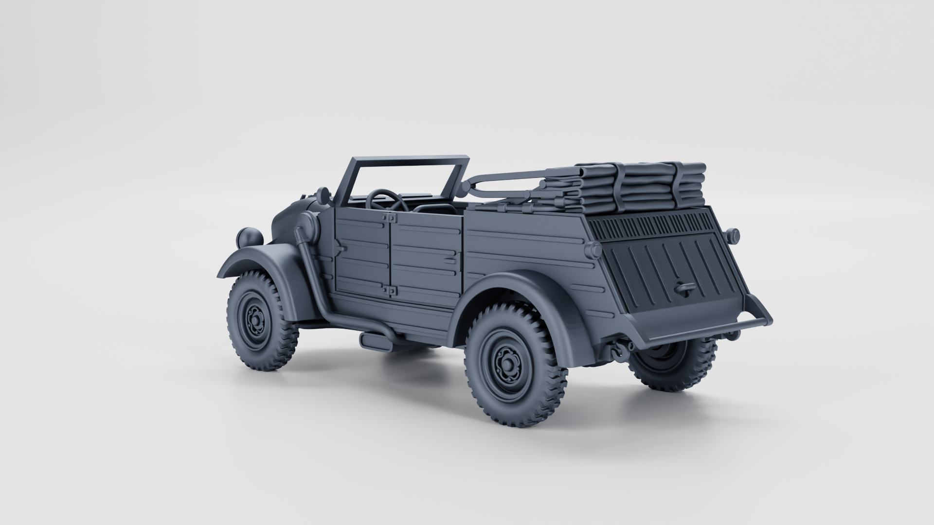 VW Kubelwagen Typ 239 Holzgas (Gas-Generator) (Germany) - WWII - German Army -  wargame3d- 28mm Scale