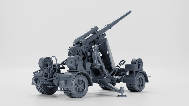 Anti-aircraft gun 88mm Flak 18 - wheeled+on cross - WWII - German Army - Bolt Action - wargame3d - 28mm Scale