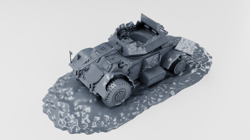 Destroyed Staghound Mk.III - Hadrian- 1 Markers - 40mm Marker - Bolt Action - wargame3d