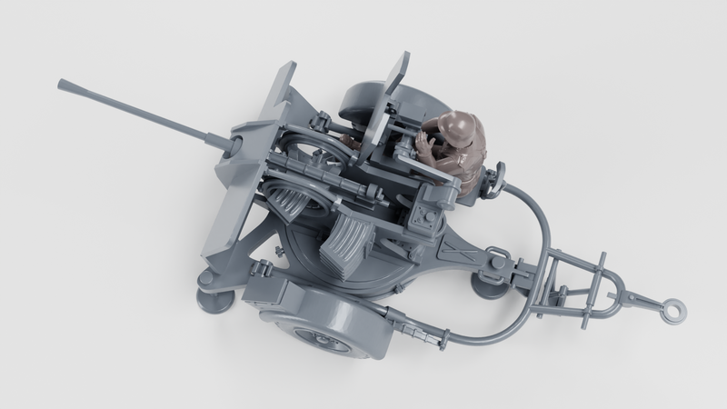 AA gun 20mm Flak 38+Gunner - WWII - German Army -  wargame3d- 28mm Scale