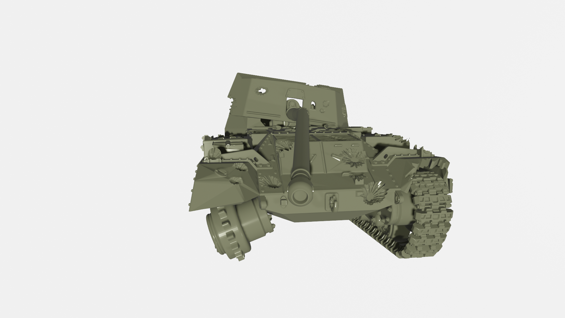 Destroyed Archer, Self Propelled 17 Pdr Anti-tank gun - wargame3d - UK Army - 28mm Scale - Bolt Action