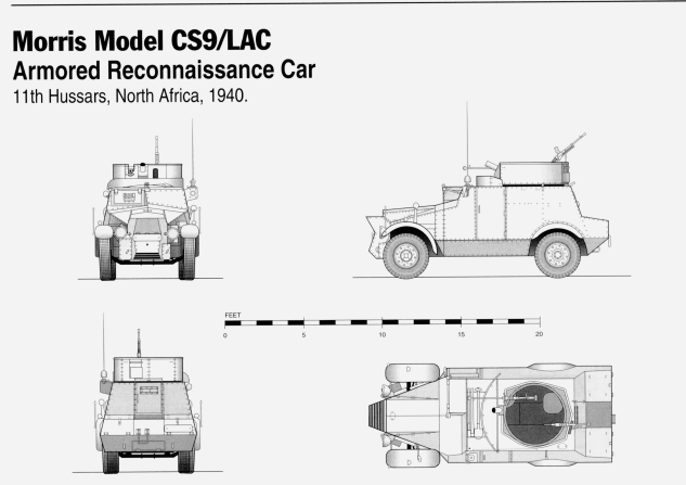 Car Morris CS9 LAC - UK Army - Bolt Action - wargame3d- 28mm Scale