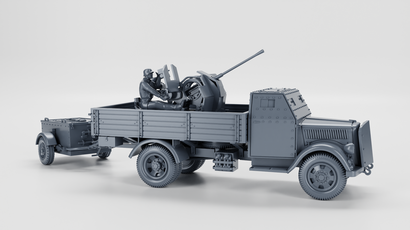 Opel Blitz with FLAK38 20mm with armored cab (+15cm Panzerwerfer) - Germany - Bolt Action - wargame3d - 28mm Scale