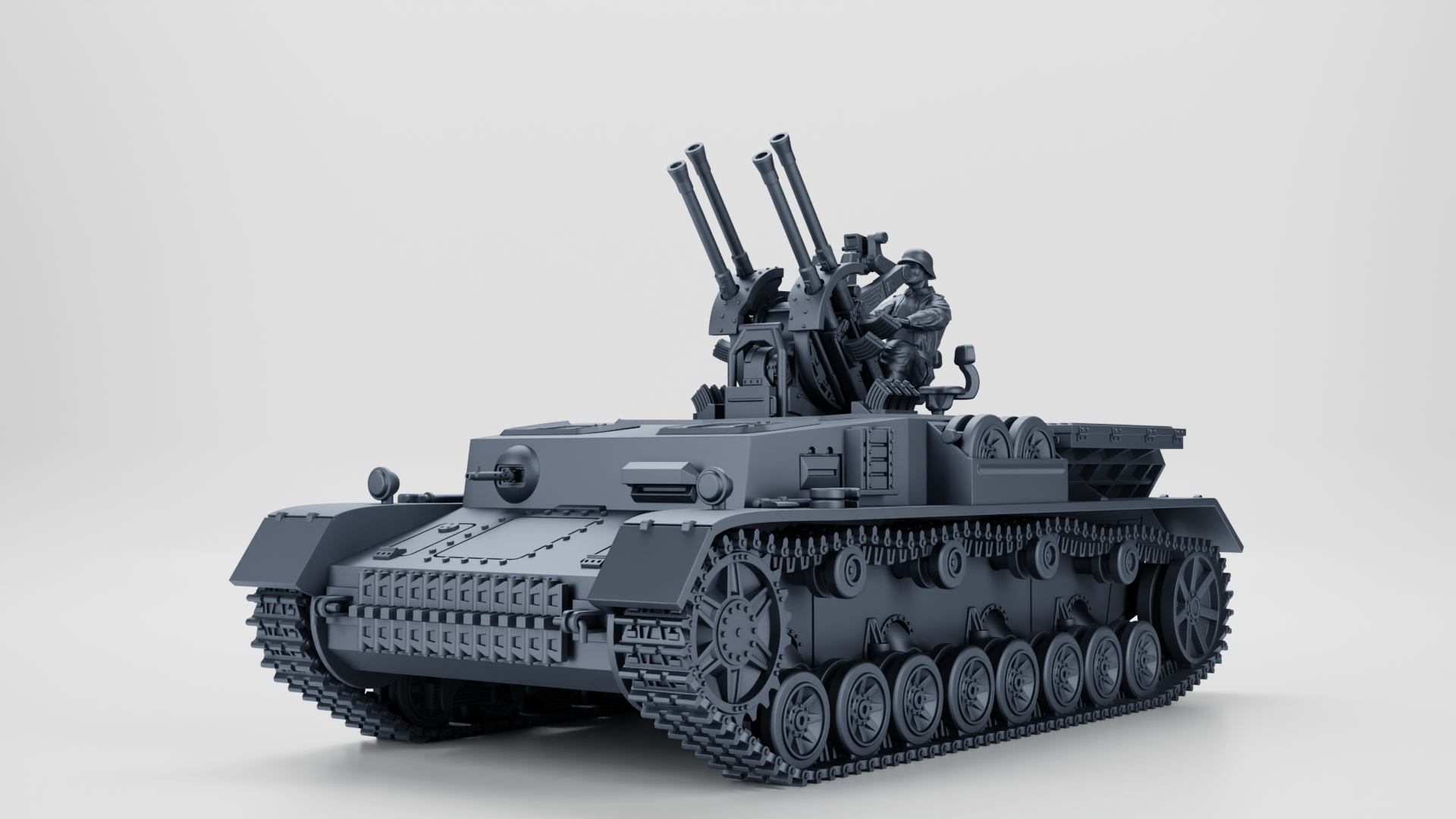 Wilhelm Krause Field Mod. Flakpanzer IV+Gunner - WWII - German Army -  wargame3d- 28mm Scale