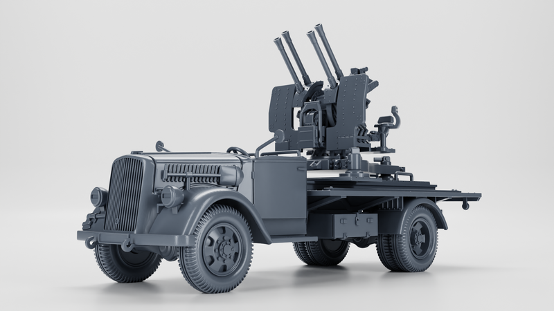 Opel Blitz with 20mm Flakvierling 38 AA Gun - Kfz.385 - Germany - Bolt Action - wargame3d - 28mm Scale