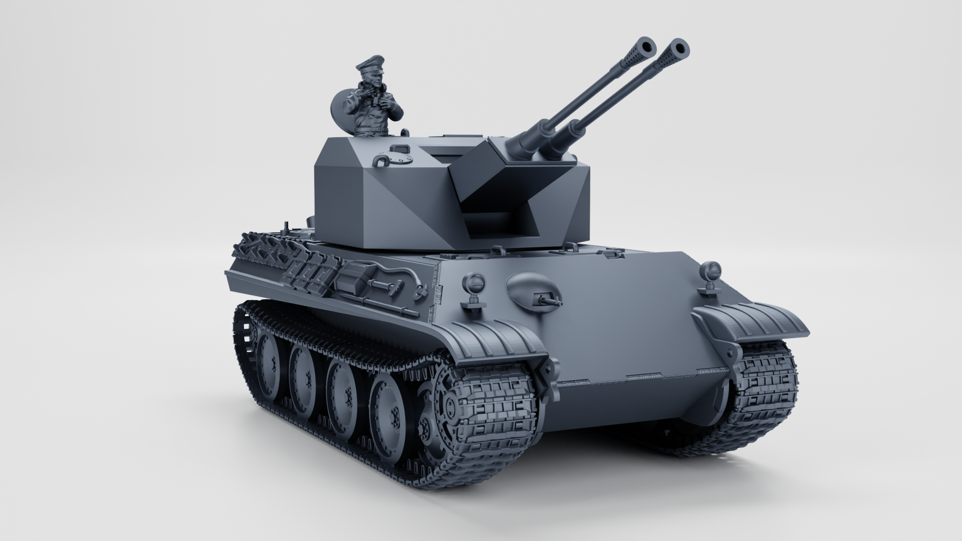 Flakpanzer V Coelian + 3 Tankmen - WWII - German Army -  wargame3d- 28mm Scale