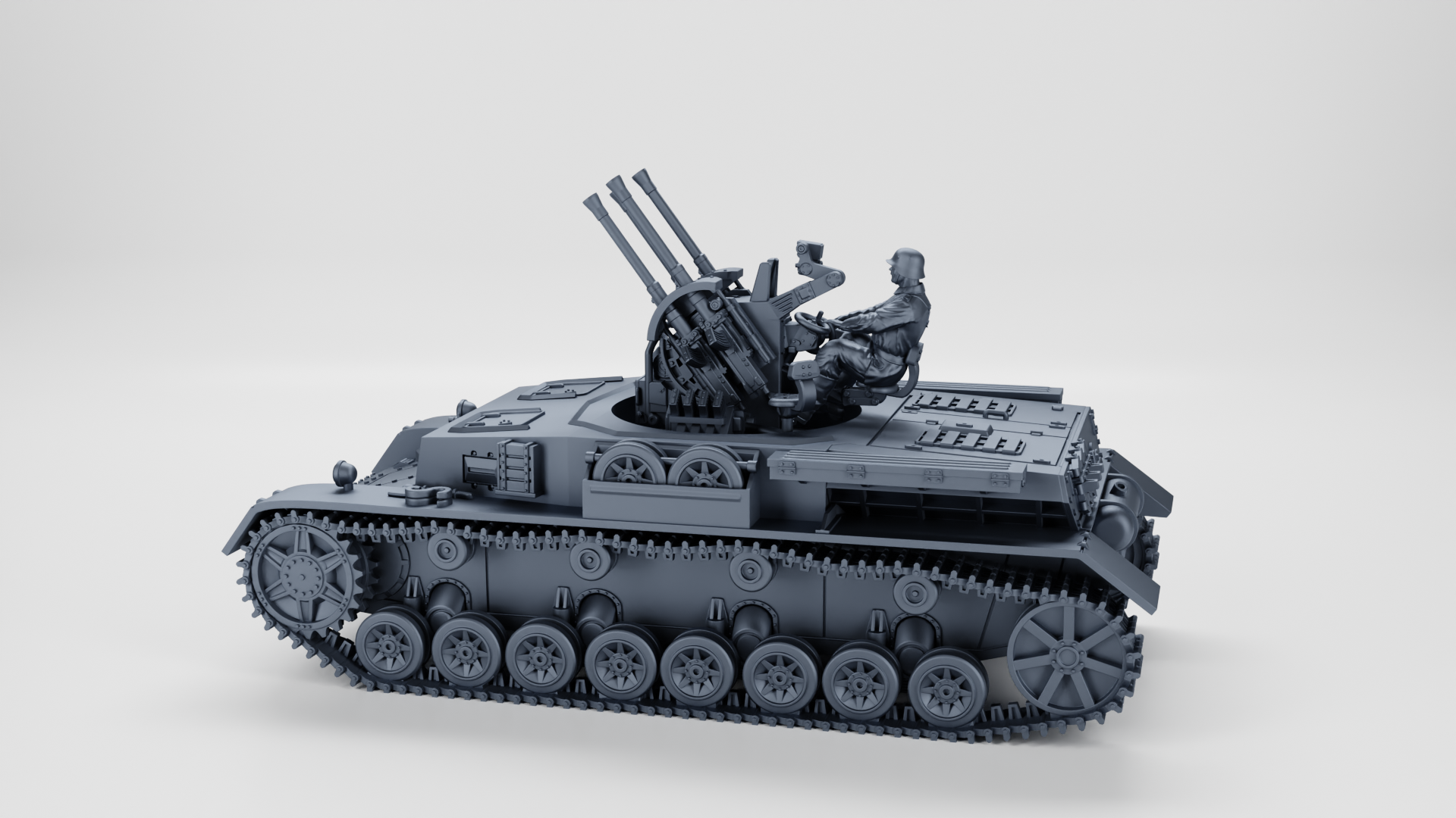 Wilhelm Krause Field Mod. Flakpanzer IV+Gunner - WWII - German Army -  wargame3d- 28mm Scale