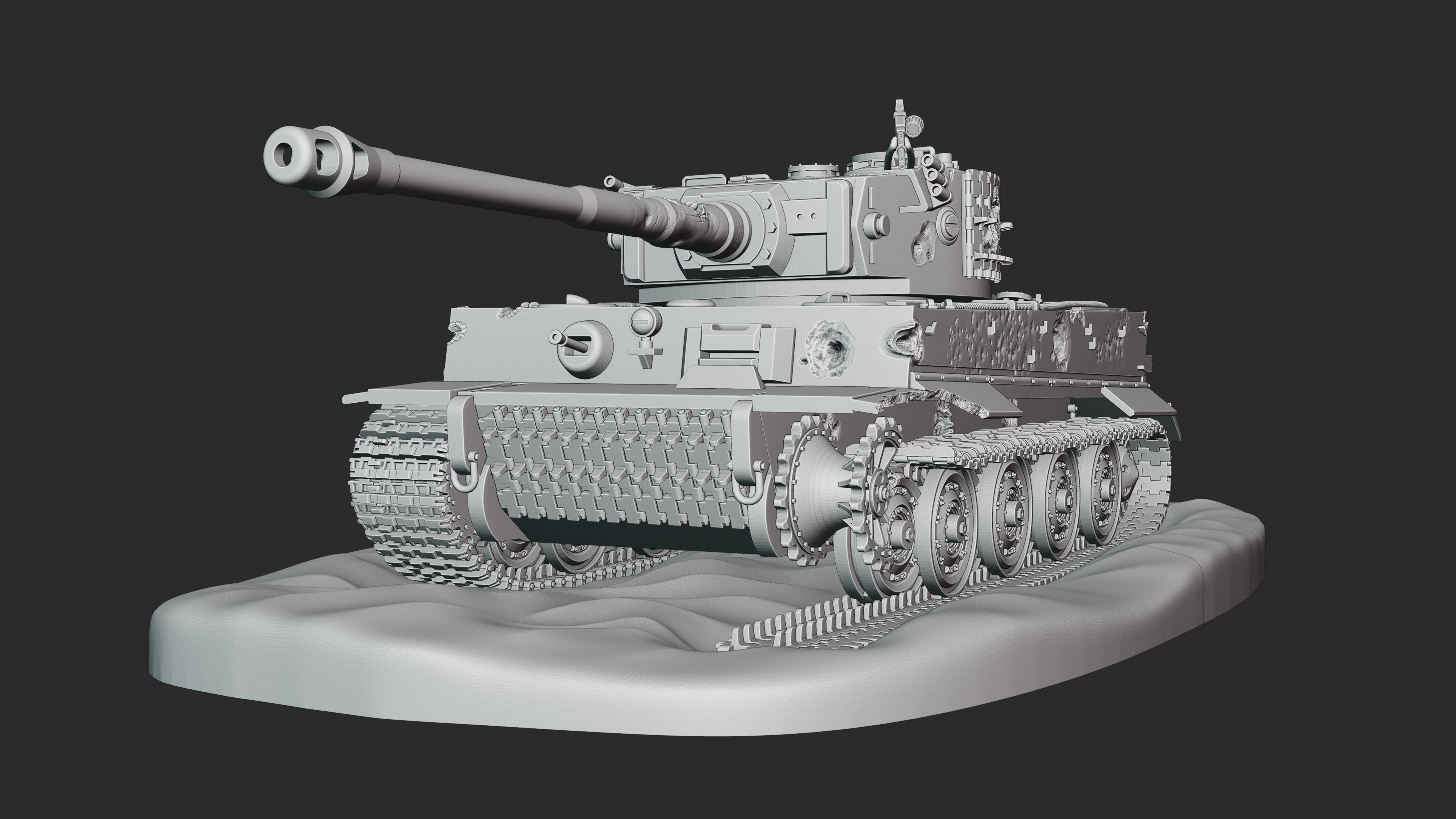 Tiger I Ausf.E (Sd.Kfz.181) Destroyed - Juno Beach - WWII - German Army -  wargame3d - 28mm Scale