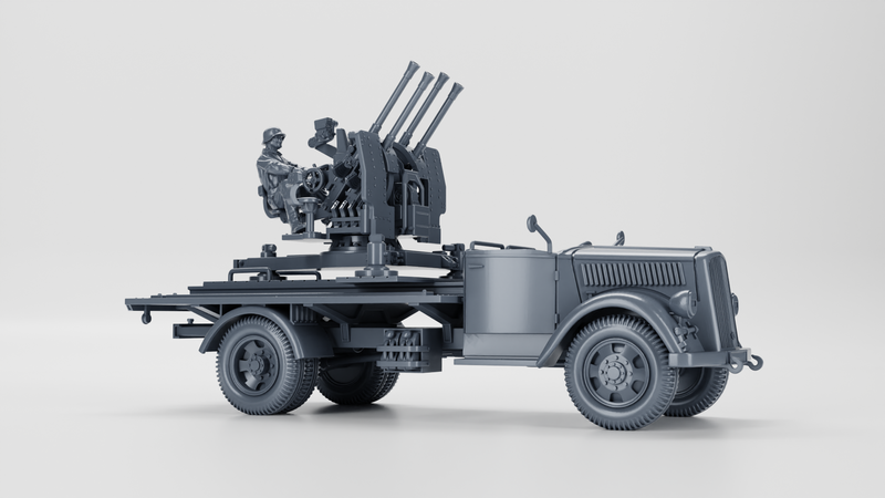 Opel Blitz with 20mm Flakvierling 38 AA Gun - Kfz.385 - Germany - Bolt Action - wargame3d - 28mm Scale