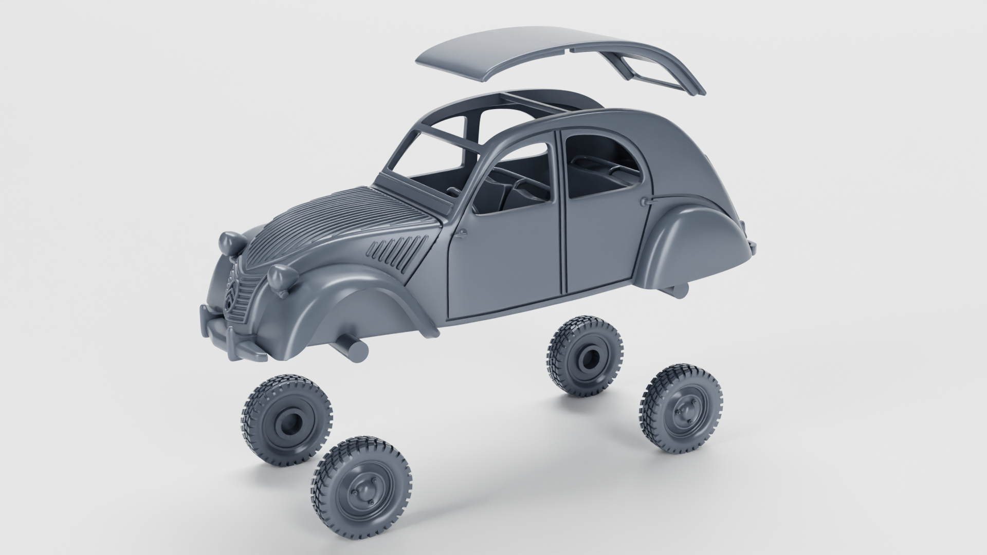 Citroen 2CV (France) - French Army - 28mm Scale -  wargame3d