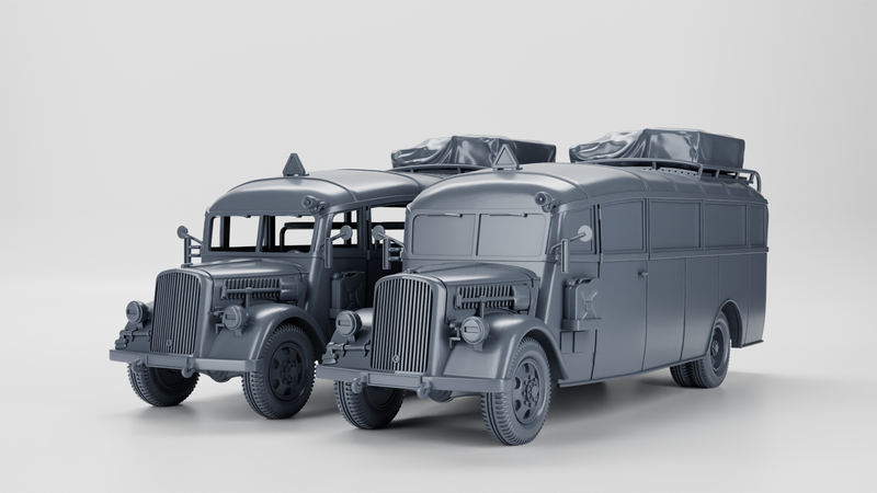 Opel Blitz Ambulance Bus (3.6S Omnibus) - Germany - Bolt Action - wargame3d - 28mm Scale