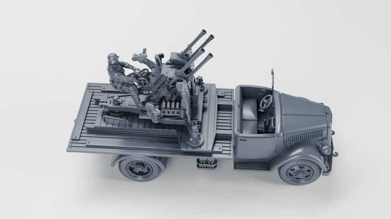 Opel Blitz with 20mm Flakvierling 38 AA Gun - Kfz.385 - Germany - Bolt Action - wargame3d - 28mm Scale