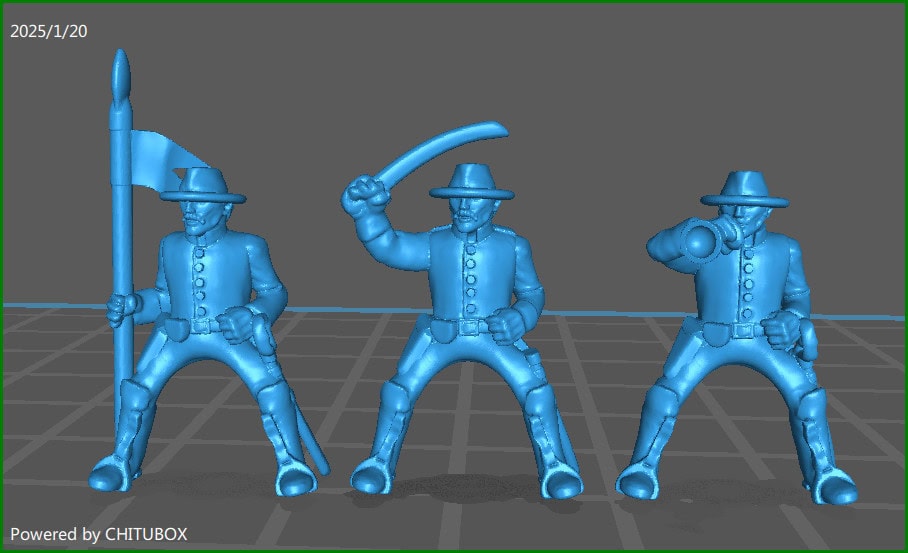 15mm ACW Cavalry Command Hat and Shell Jacket - 3 Minis - MC Minis