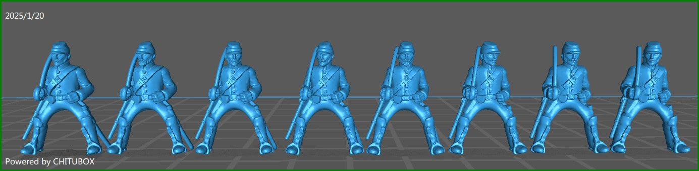 15mm ACW Cavalry Kepi and Shell Jacket, with Sword - 8 Minis - MC Minis